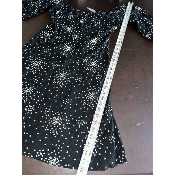 Anthropologie Black With White Hearts Sweetheart Dress L - Picture 9 of 9
